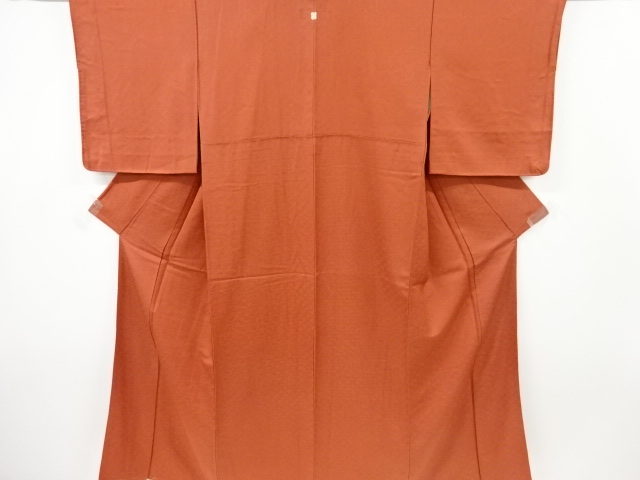 斜め格子に花模様織り出し一つ紋色無地着物